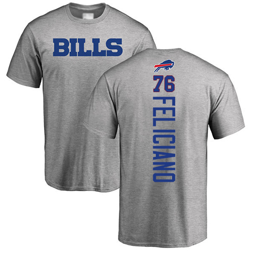 Men NFL Buffalo Bills #76 Jon Feliciano Ash Backer T Shirt